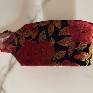 Neiman Marcus Silk Tie with Red and Gold Floral Design